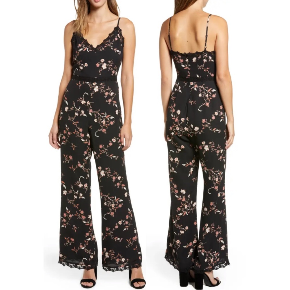 Black Floral Jumpsuit CUPCAKES AND CASHMERE
